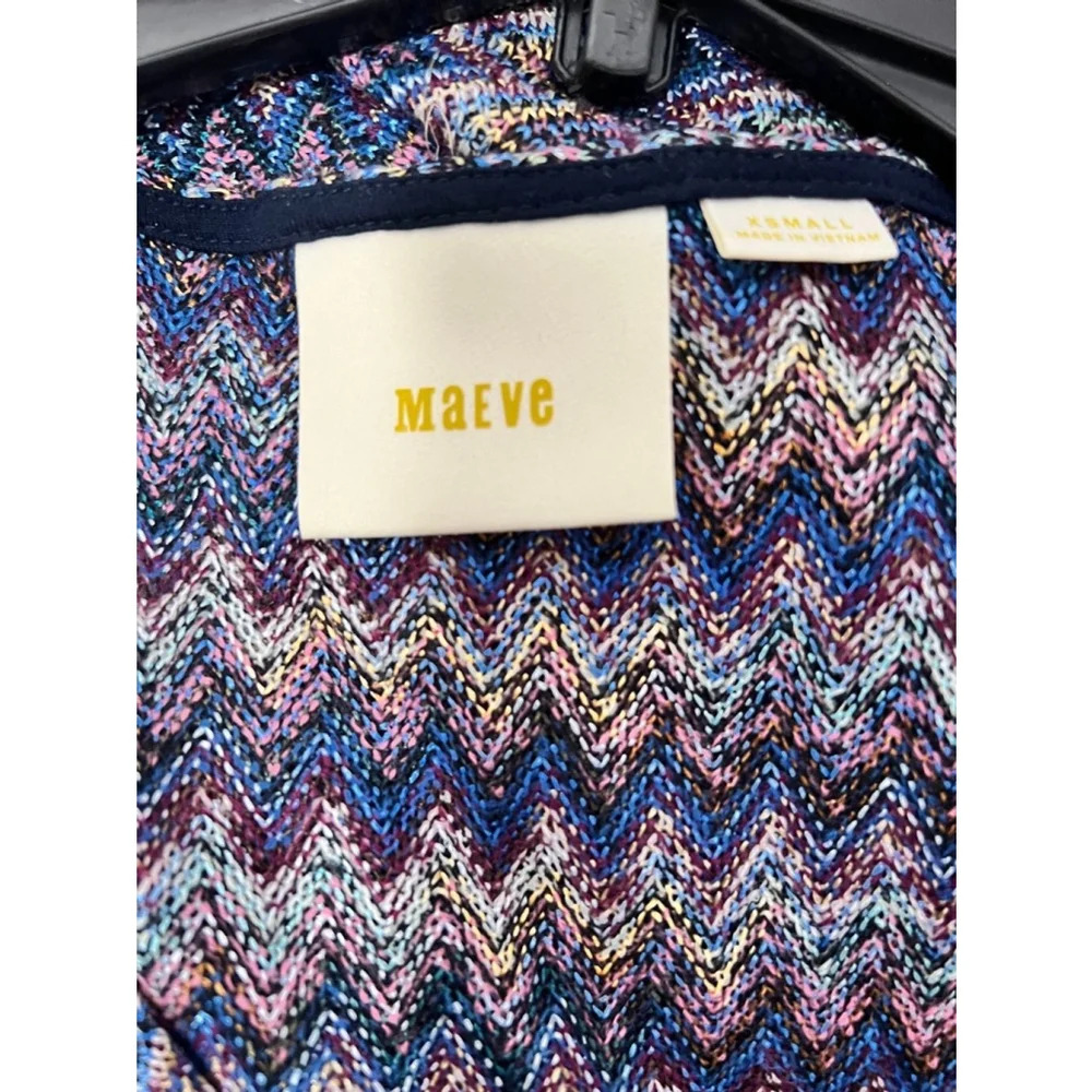 Anthropologie Maeve Knit Dress Chevron Fit Flare Boho‎ Sleeveless Womens XS - Picture 4 of 8